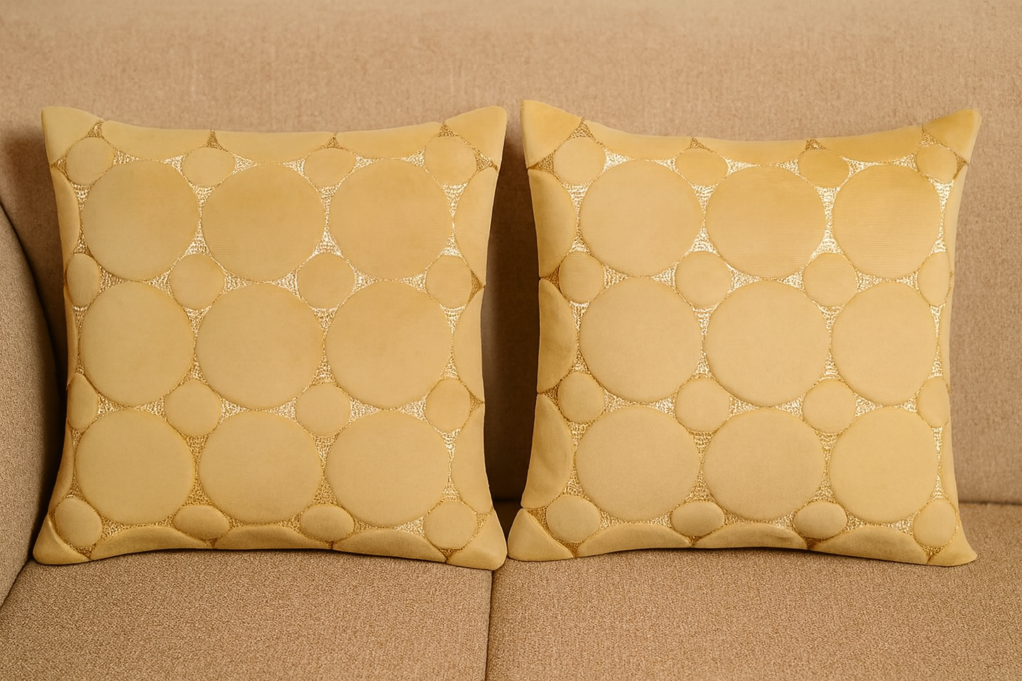 Premium Velvet Embossed Circle Cushion Cover – Set of 5 (16x16”)