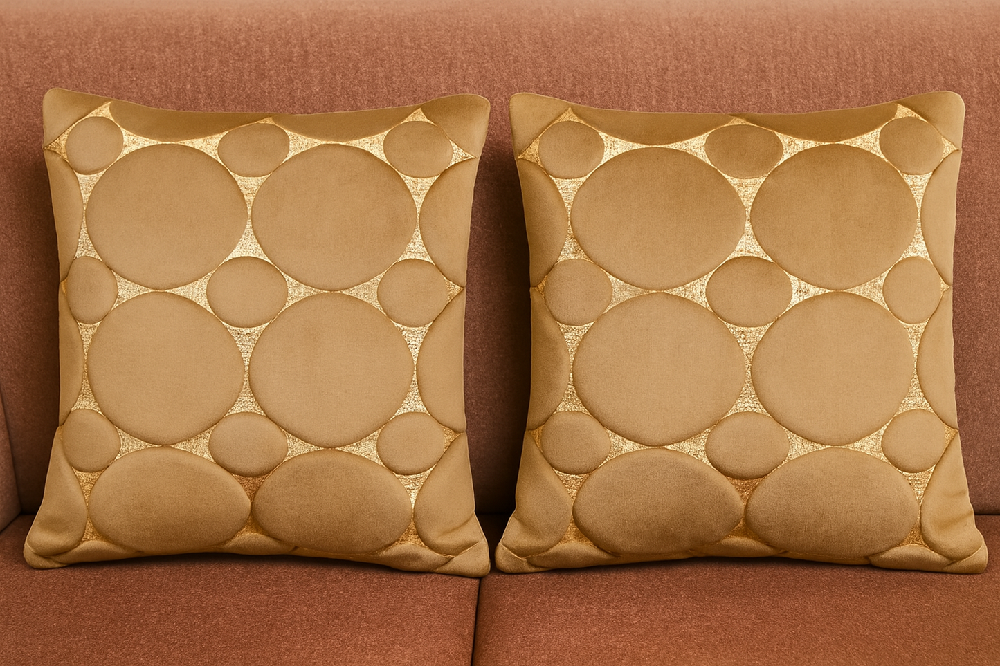 Premium Velvet Embossed Circle Cushion Cover – Set of 5 (16x16”)