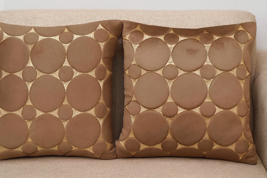 Premium Velvet Embossed Circle Cushion Cover – Set of 5 (16x16”)