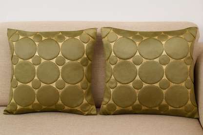 Premium Velvet Embossed Circle Cushion Cover – Set of 5 (16x16”)