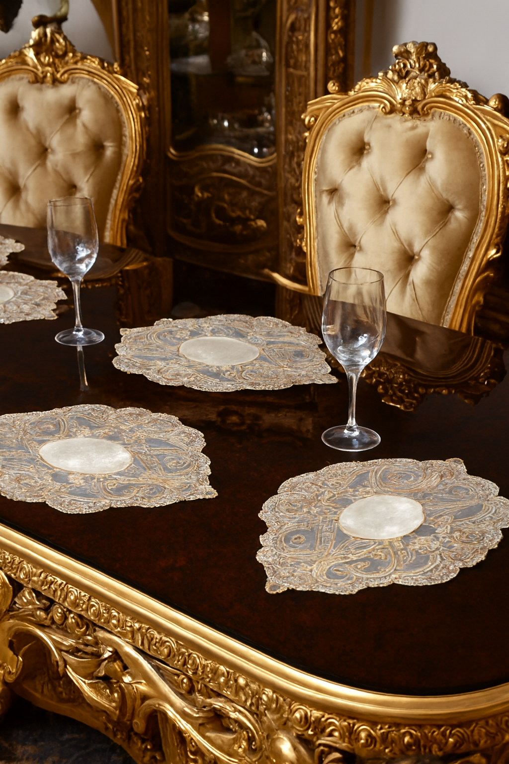 Luxury Embroidered Table Mat Set of 6 – 12x18 Inches