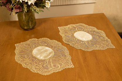 Luxury Embroidered Table Mat Set of 6 – 12x18 Inches