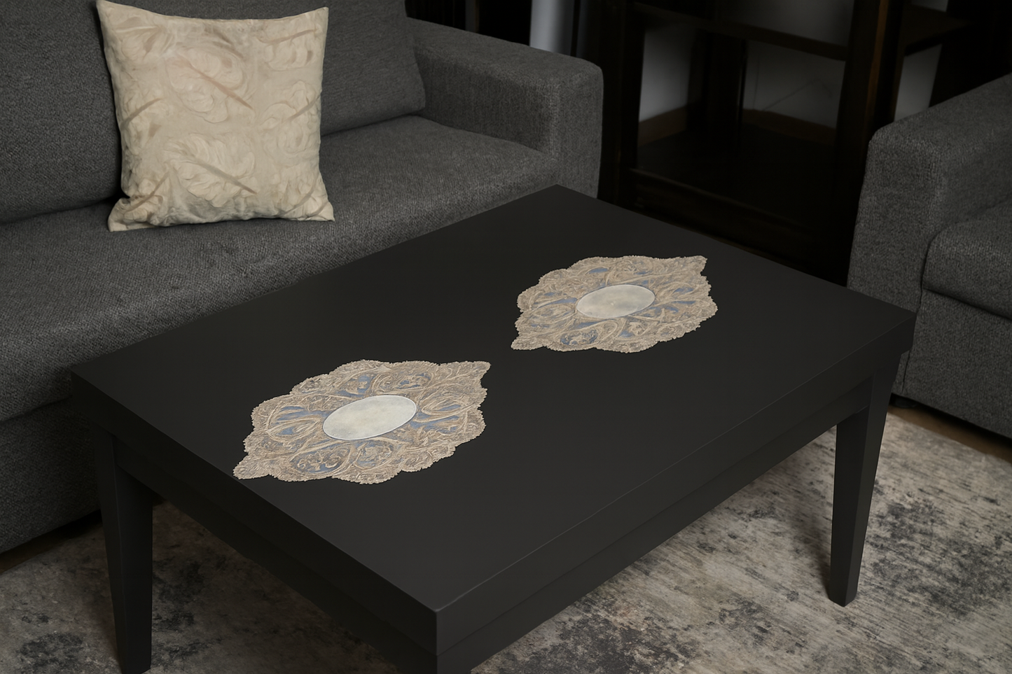 Luxury Embroidered Table Mat Set of 6 – 12x18 Inches