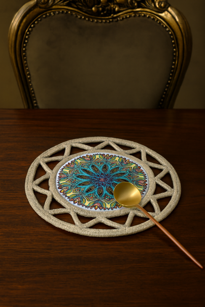 Premium Mandala Embroidered Table Mats – Set of 2