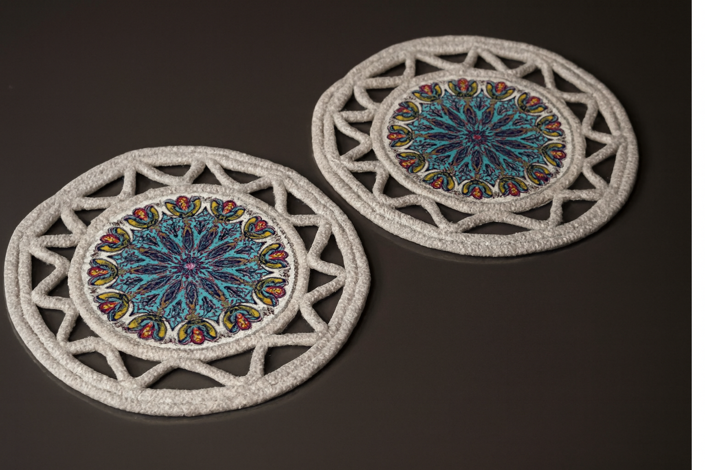 Premium Mandala Embroidered Table Mats – Set of 2