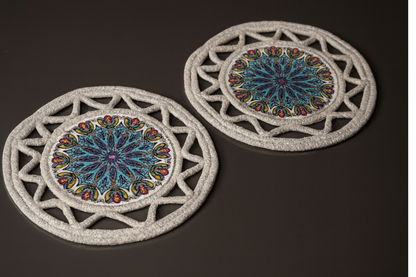 Premium Mandala Embroidered Table Mats – Set of 2