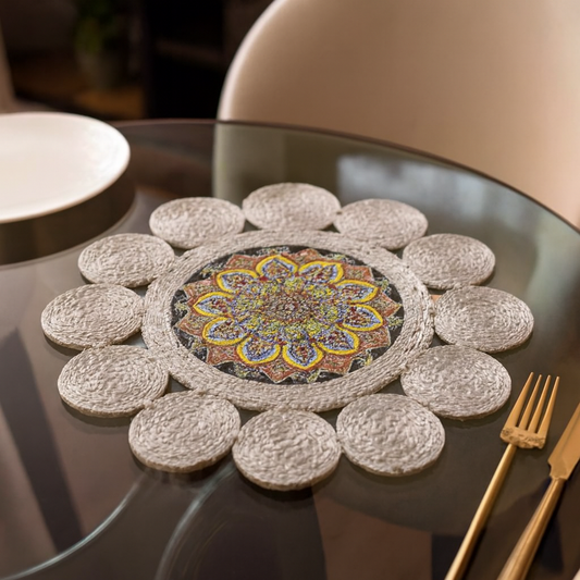 Mandala Sunburst Table Mats – Handcrafted Set of 2