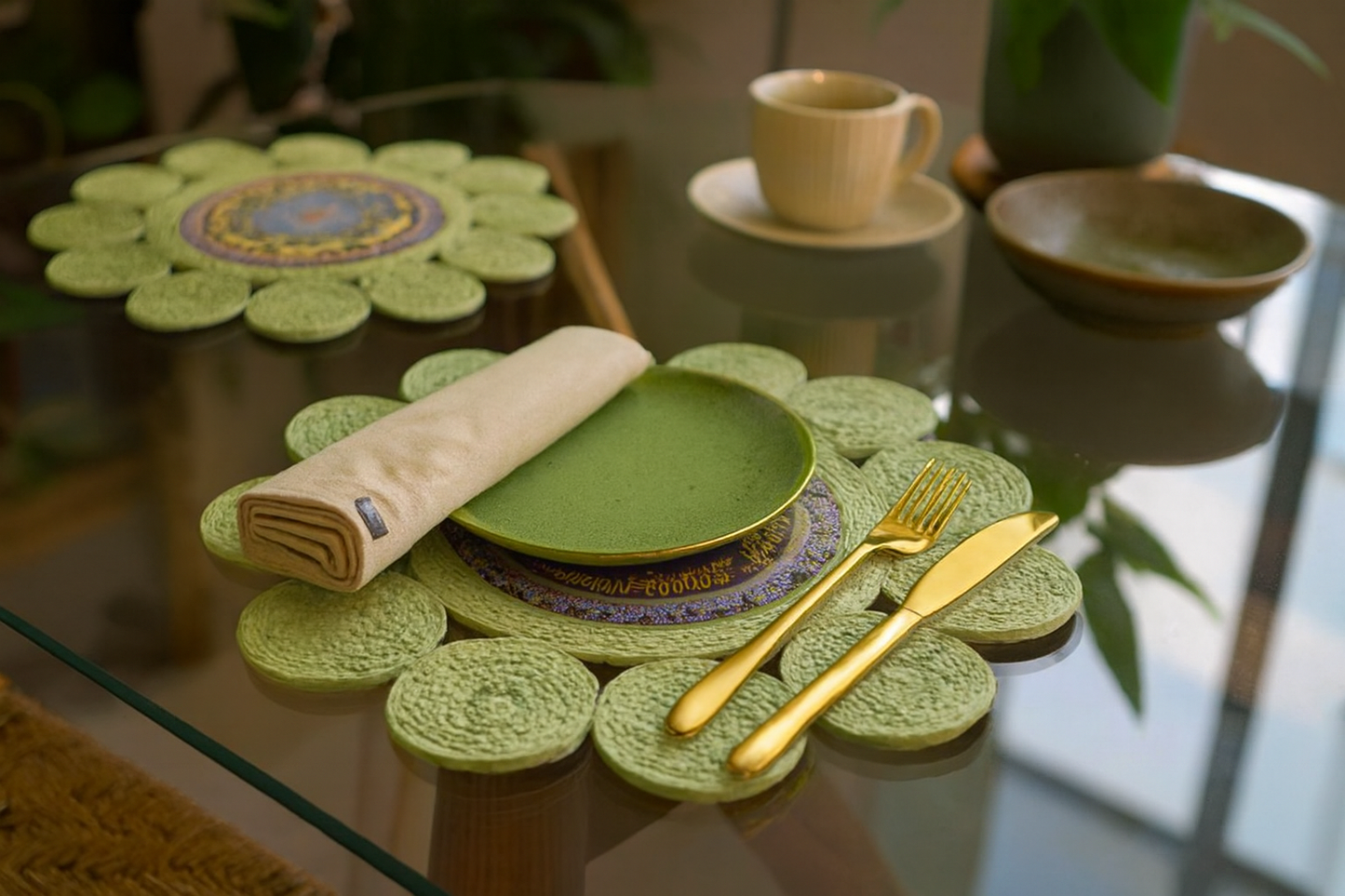 Mandala Sunburst Table Mats – Handcrafted Set of 2