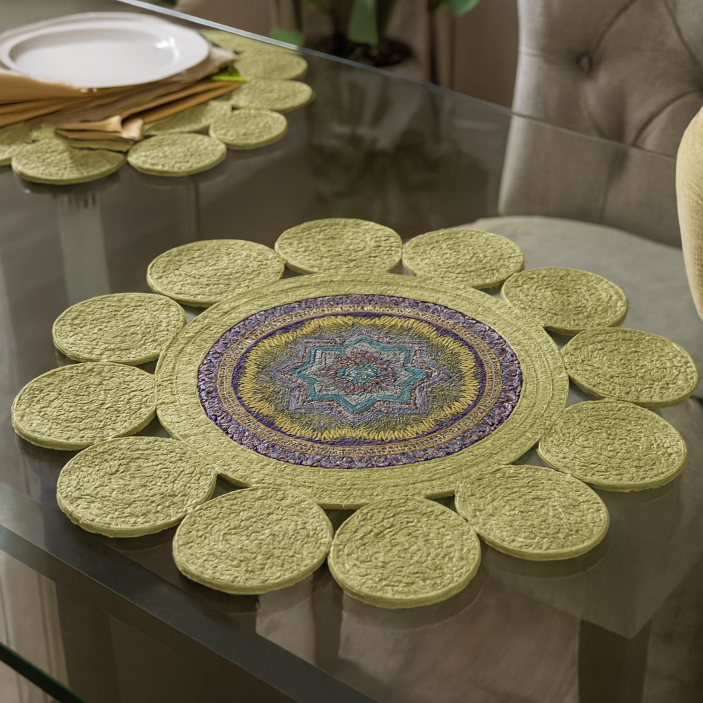 Mandala Sunburst Table Mats – Handcrafted Set of 2