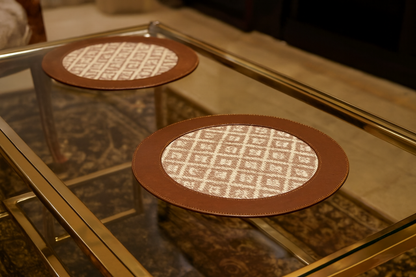 Premium Leather-Finish Table Mats – 30 cm Round | Set of 2