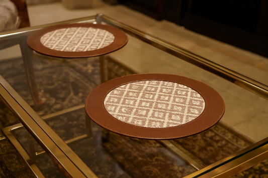 Premium Leather-Finish Table Mats – 30 cm Round | Set of 2