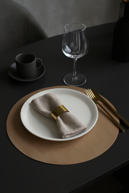 Premium Leather-Finish Round Table Mats – Set of 6