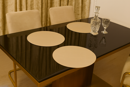Premium Leather-Finish Round Table Mats – Set of 6