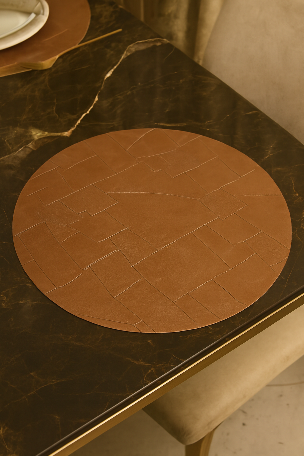 Premium Leather-Finish Round Table Mats – Set of 6