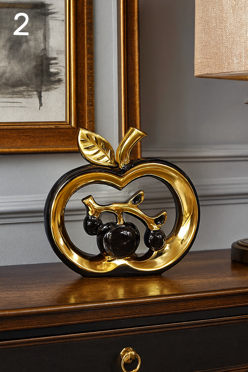 Luxe Golden Apple Ceramic Showpiece