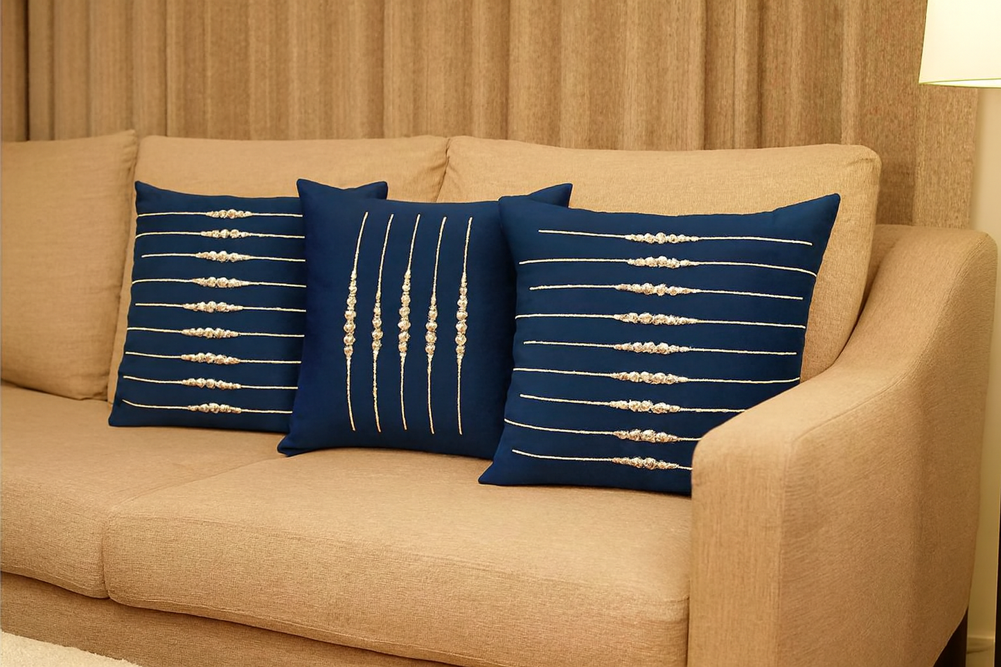 Pearl Line Embellished Cushion Cover – set of 5