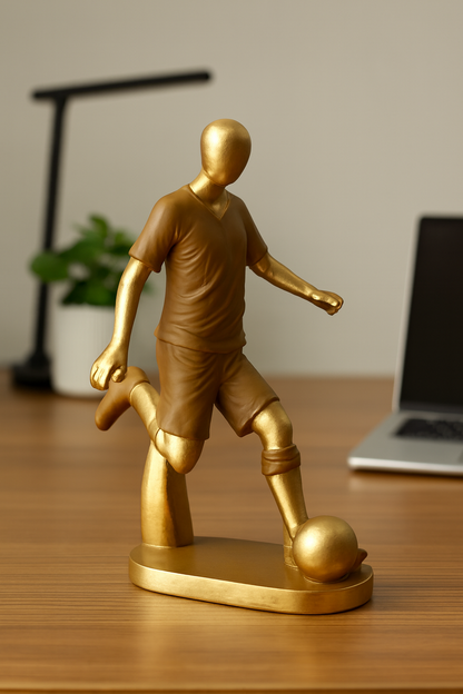 Modern Footballer Figurine | royal blue & Gold / Full Gold Finish