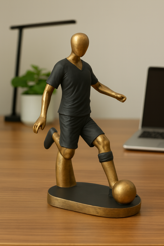 Modern Footballer Figurine | royal blue & Gold / Full Gold Finish