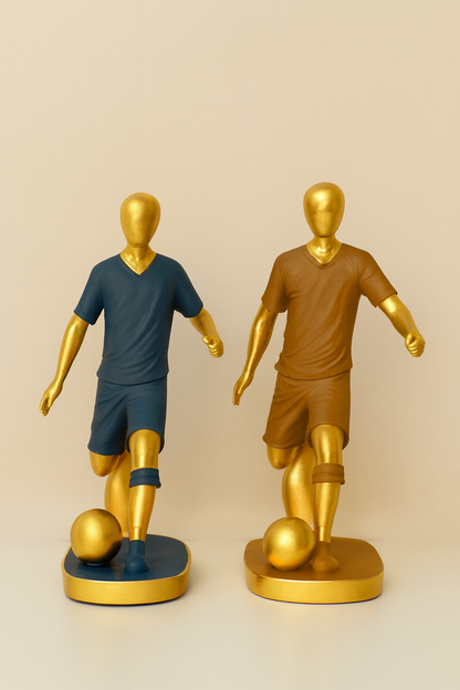 Modern Footballer Figurine | royal blue & Gold / Full Gold Finish
