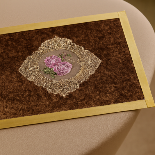 Luxury Velvet Embroidered Table Mats – Set of 6