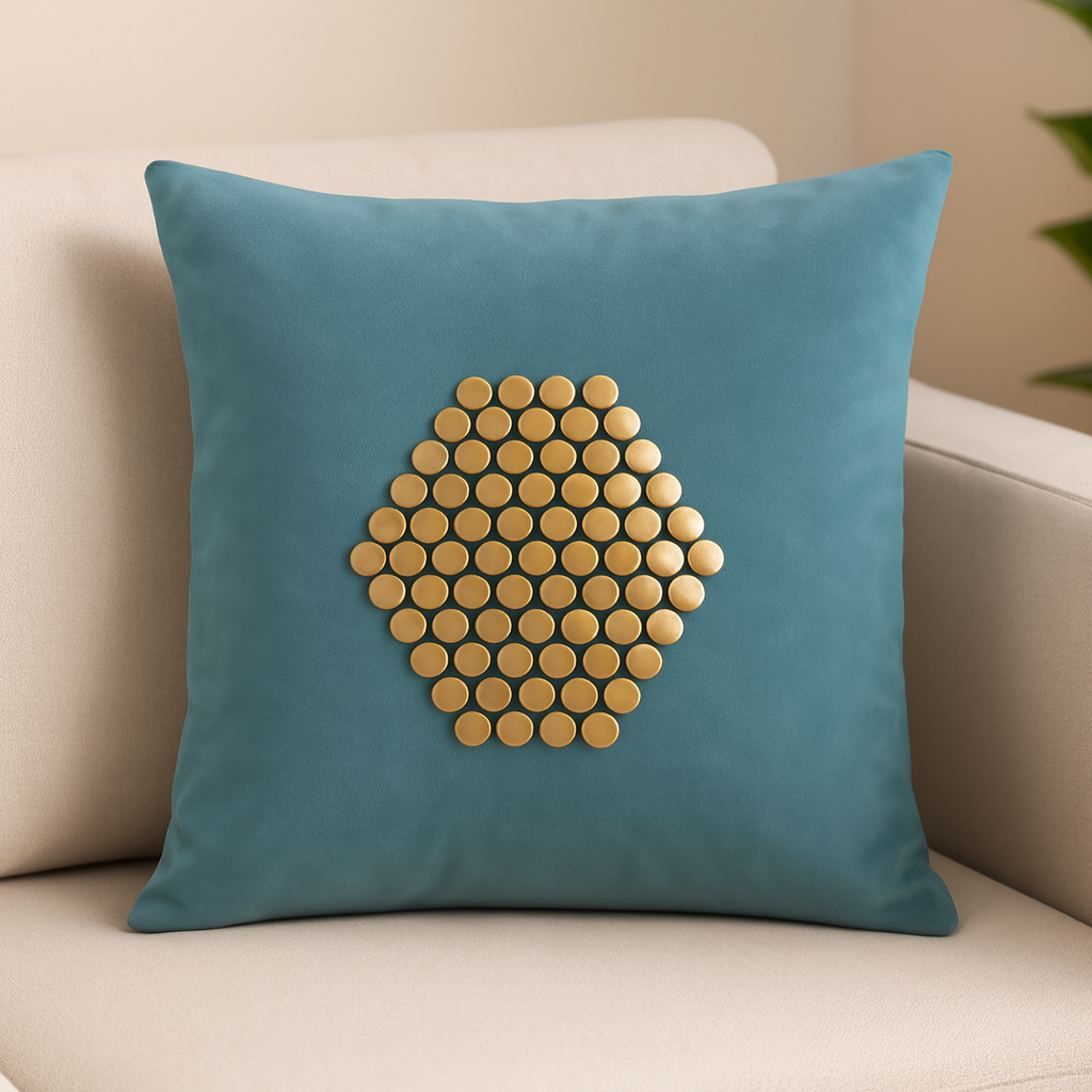 Premium Gold Stud Cushion Cover (40 cm)