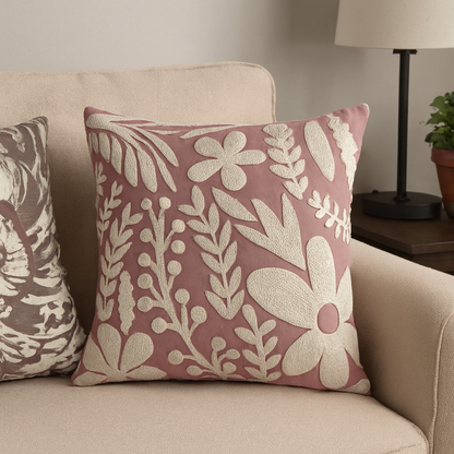 Luxury Embroidered Cushion Covers – Floral Velvet & Sequin Work Design  | 1 Pc)
