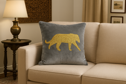 Luxury Gold Panther Cushion Cover – 1 Piece