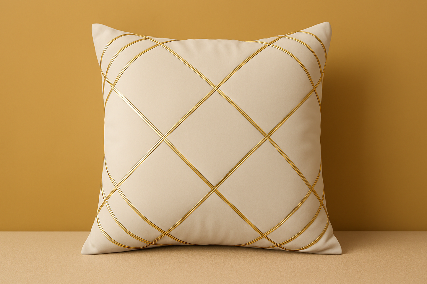 Premium Velvet Cushion Covers – Golden Line Embossed Grid Design