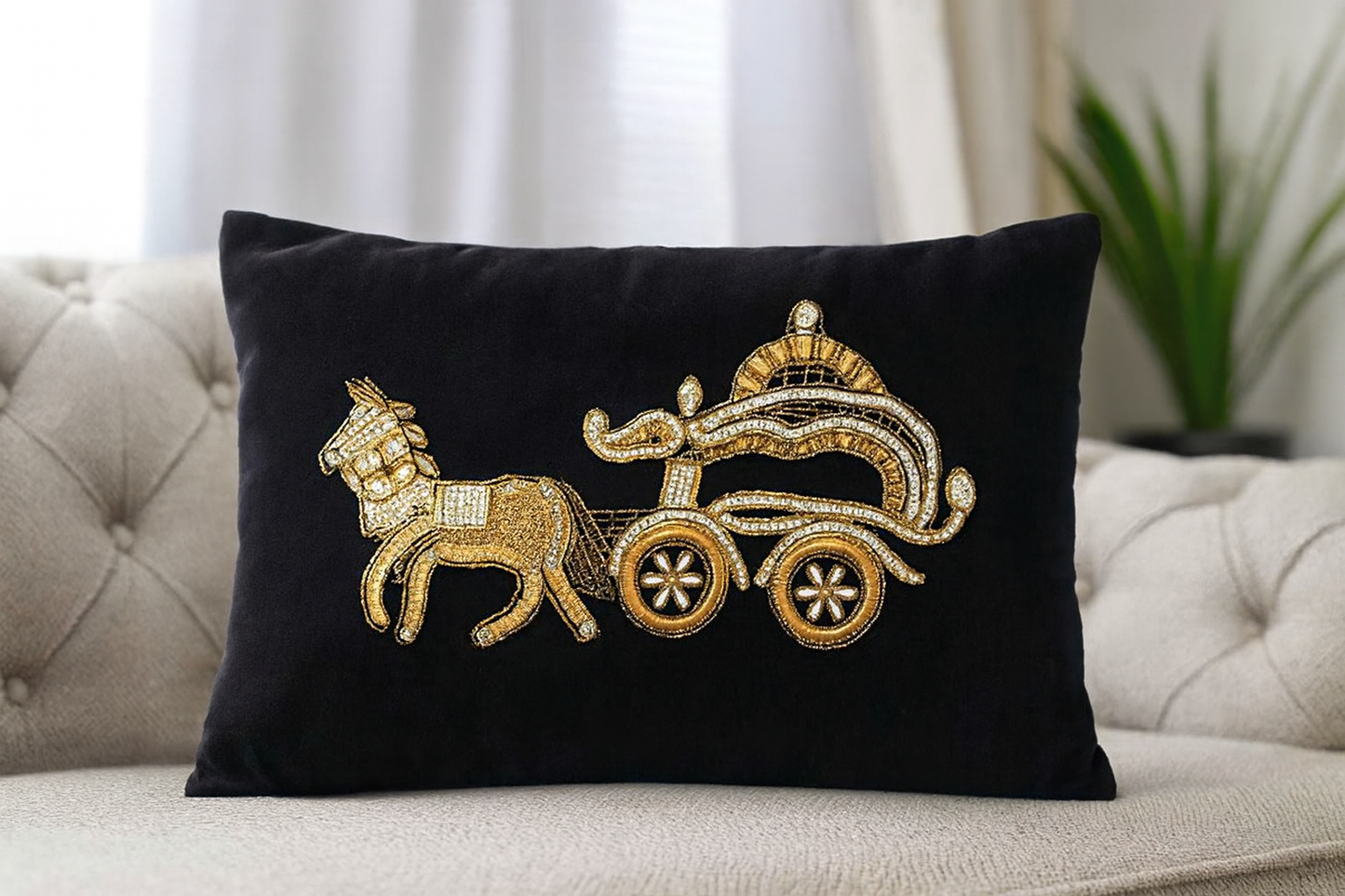 Premium Embroidered Lumbar Cushion Covers – Set of 2 (12x18 inch) | Luxury Handwork Collection