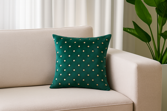 Small Decorative Cushion Cover Set of 5 | 12x12 Velvet with Gold Dot Emboss Pattern