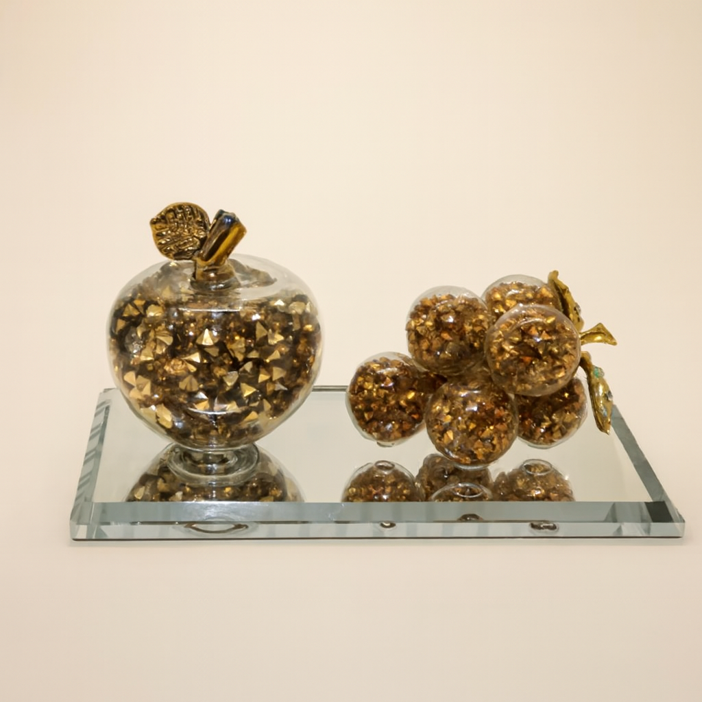 Crystal Apple & Grapes Showpiece