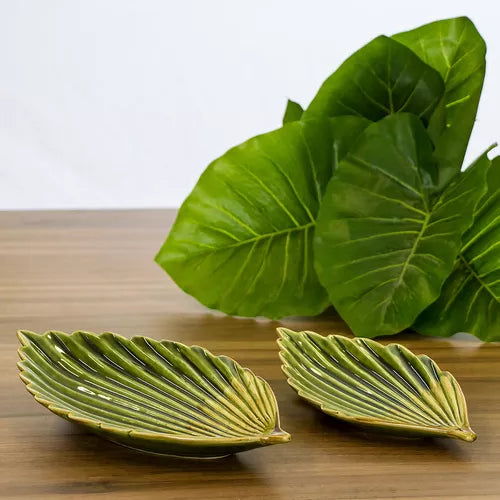 Green Leaf Ceramic Table Centerpiece