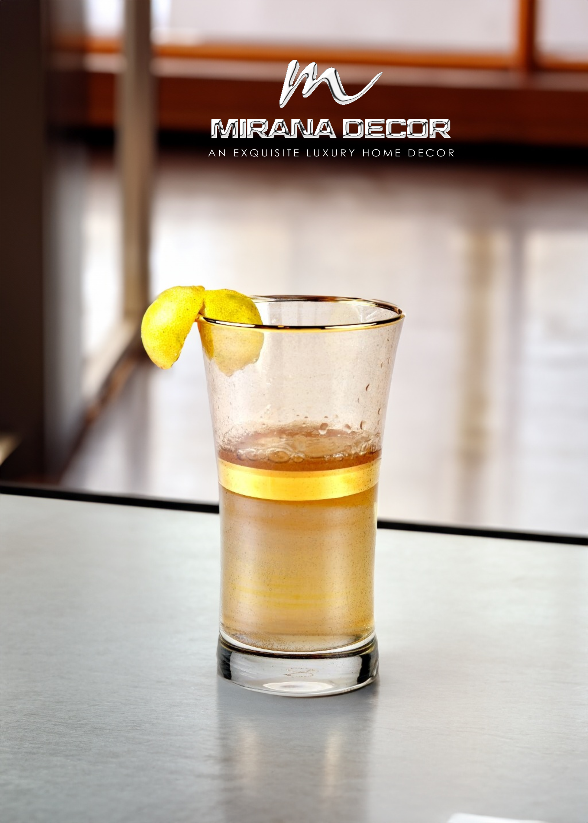 Stylish 300ml green glasses with gold rims