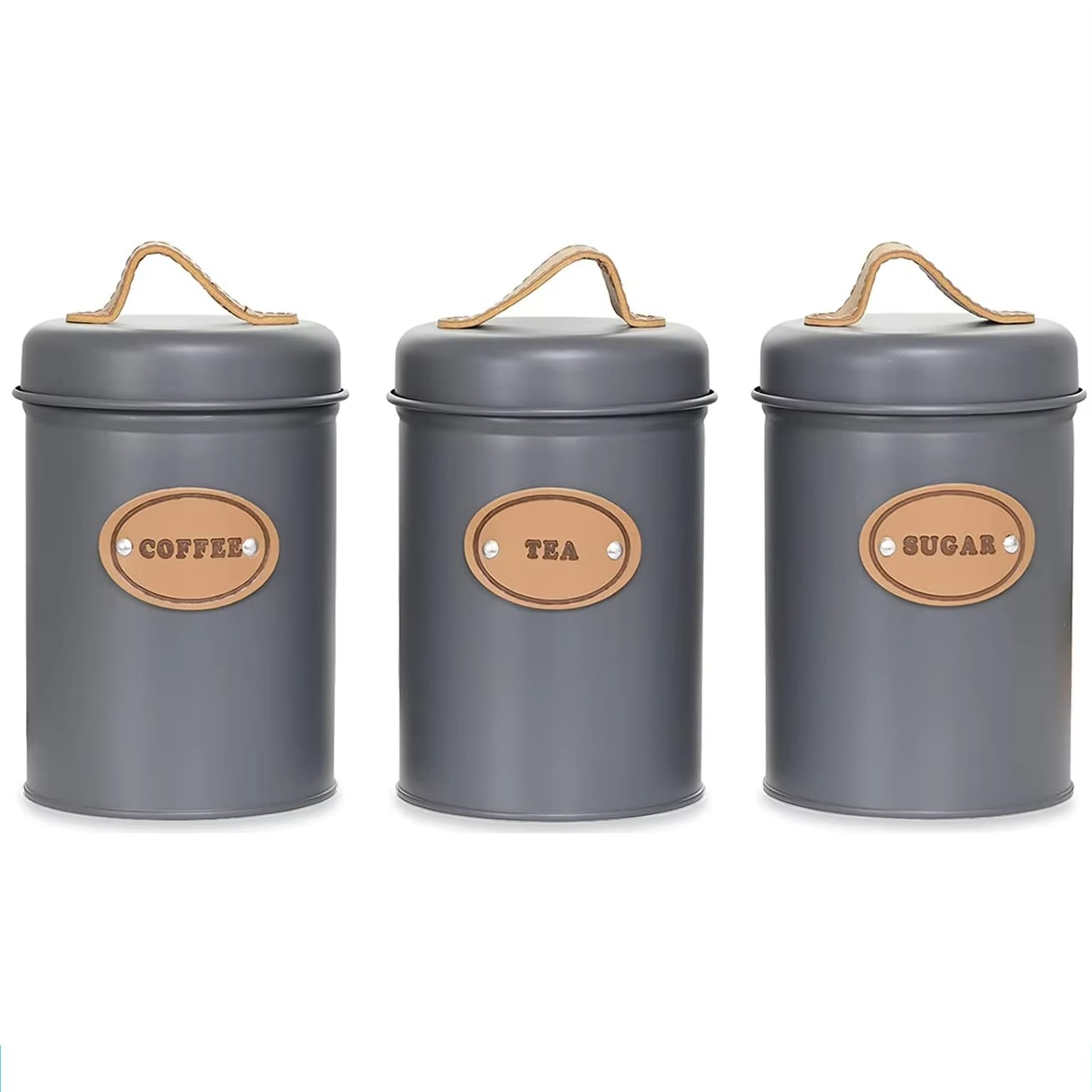 Decorative Galvanized Iron Canister Set