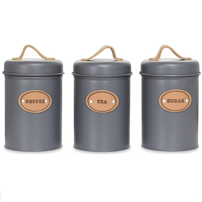 Decorative Galvanized Iron Canister Set