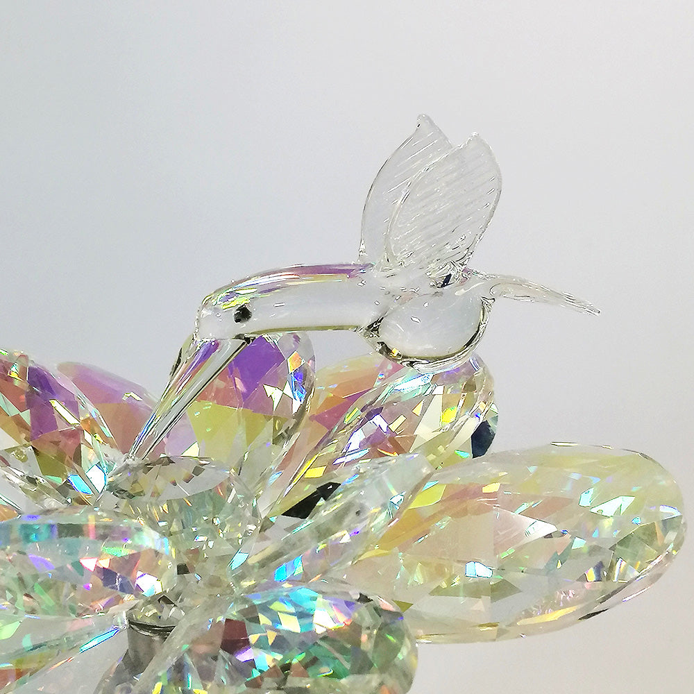 Decorative Glass Bird on Flower Showpiece