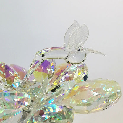 Decorative Glass Bird on Flower Showpiece