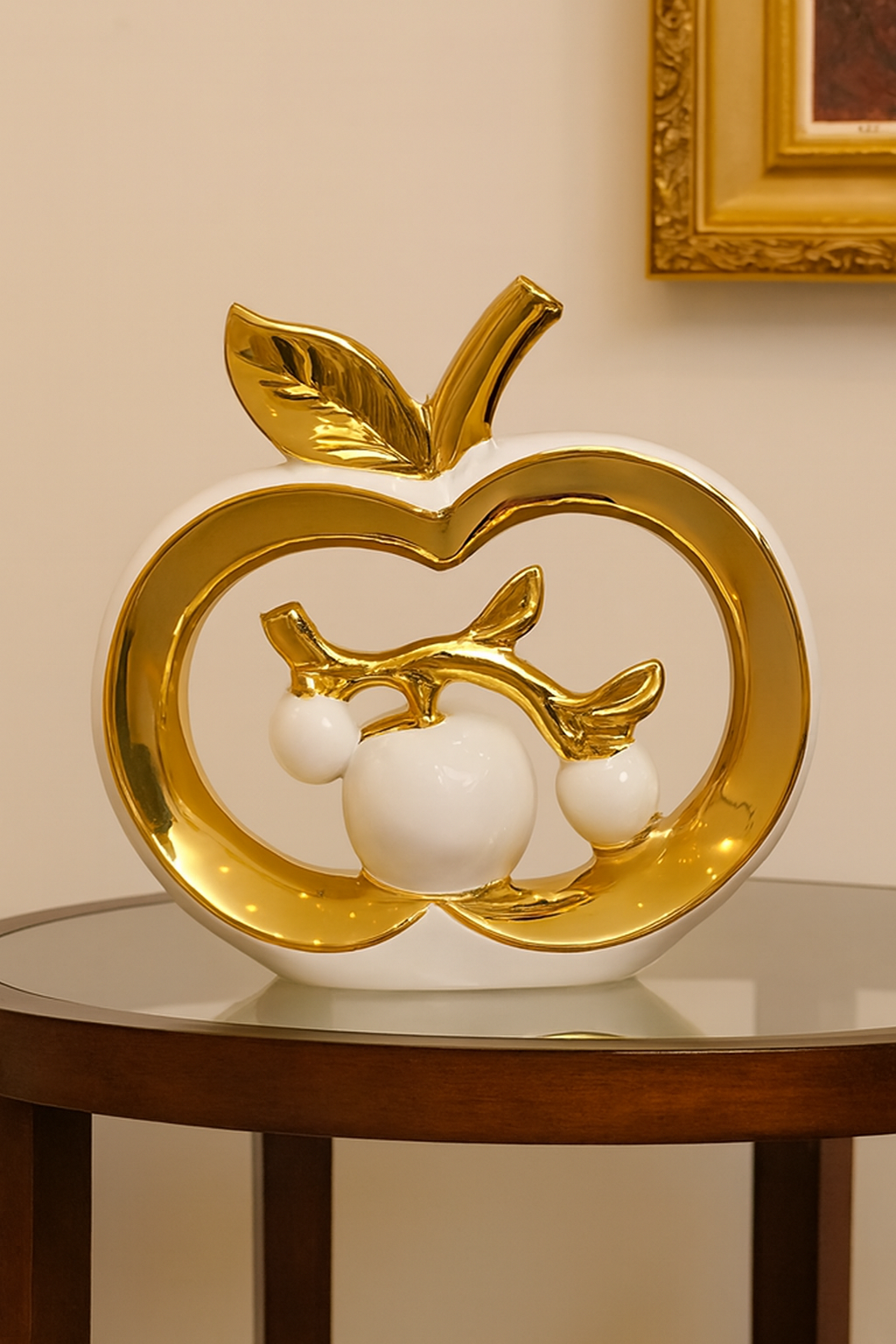 Decorative Golden Apple Ceramic Showpiece