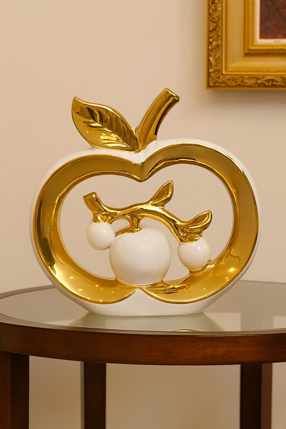 Decorative Golden Apple Ceramic Showpiece