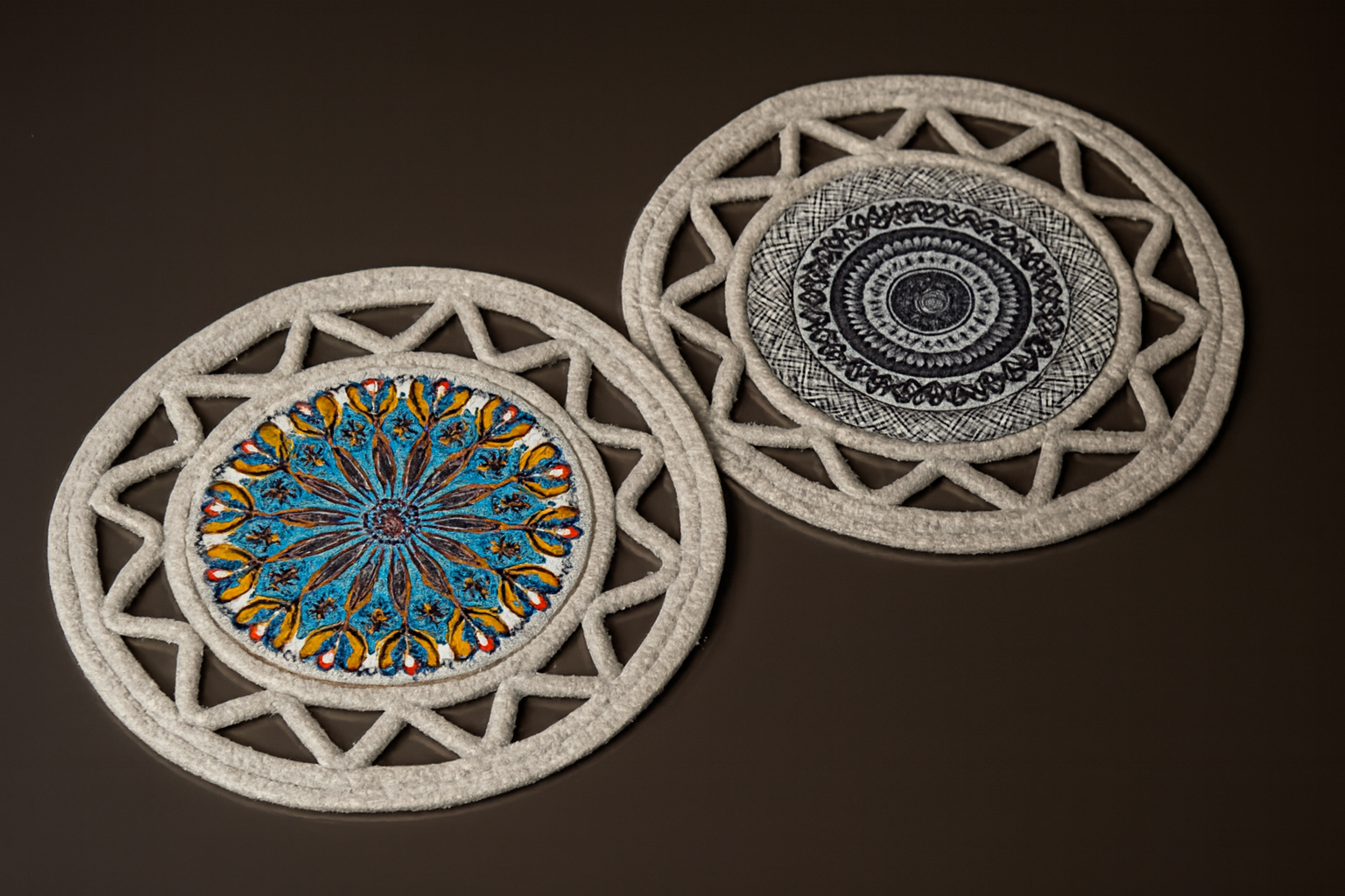 Decorative Mandala Embroidered Round Table Mats