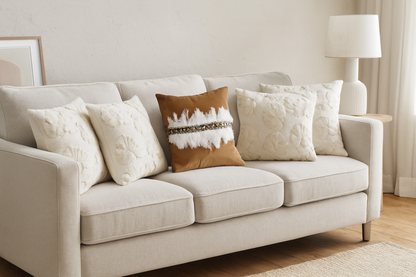 Decorative Velvet Cushion Covers with Beadwork & Feathers