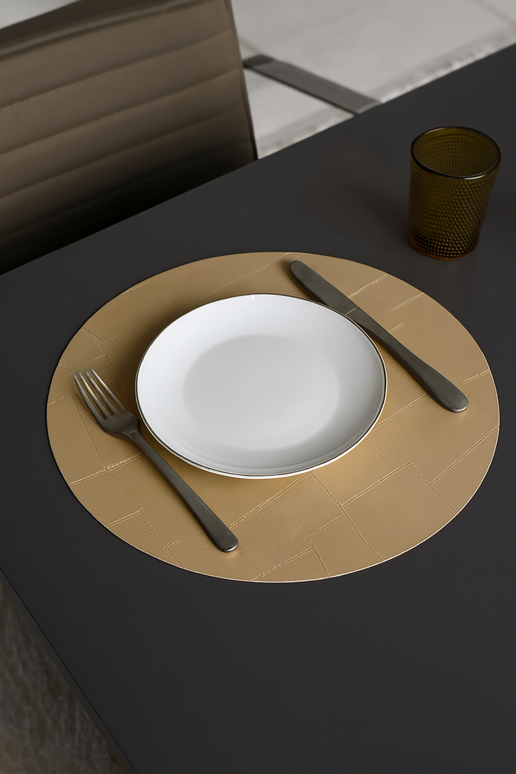 Designer Round Leather Placemats Set of 6