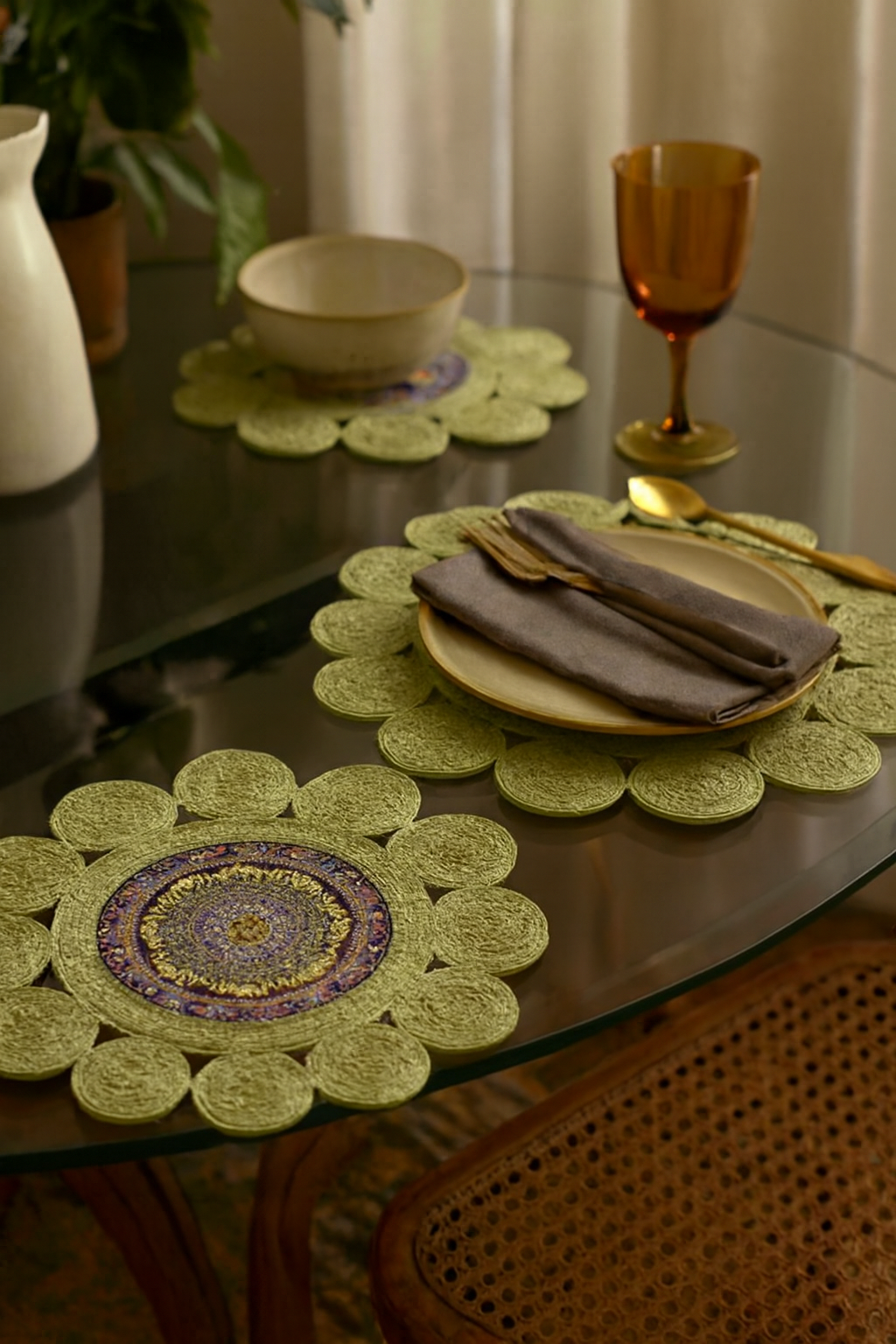 Designer Sunburst Mandala Placemats Set of 2