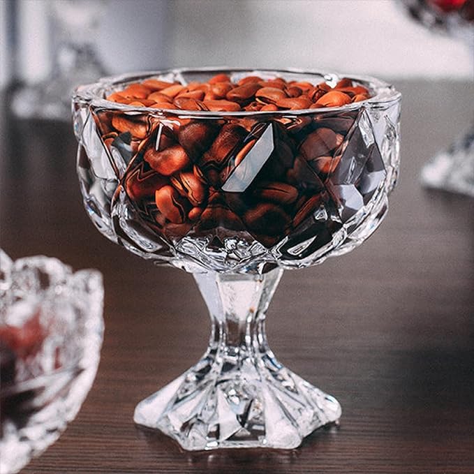Diamond Cut Transparent Dessert Bowl Set