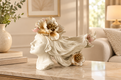 Elegant Floral Lady Face Decorative Showpiece