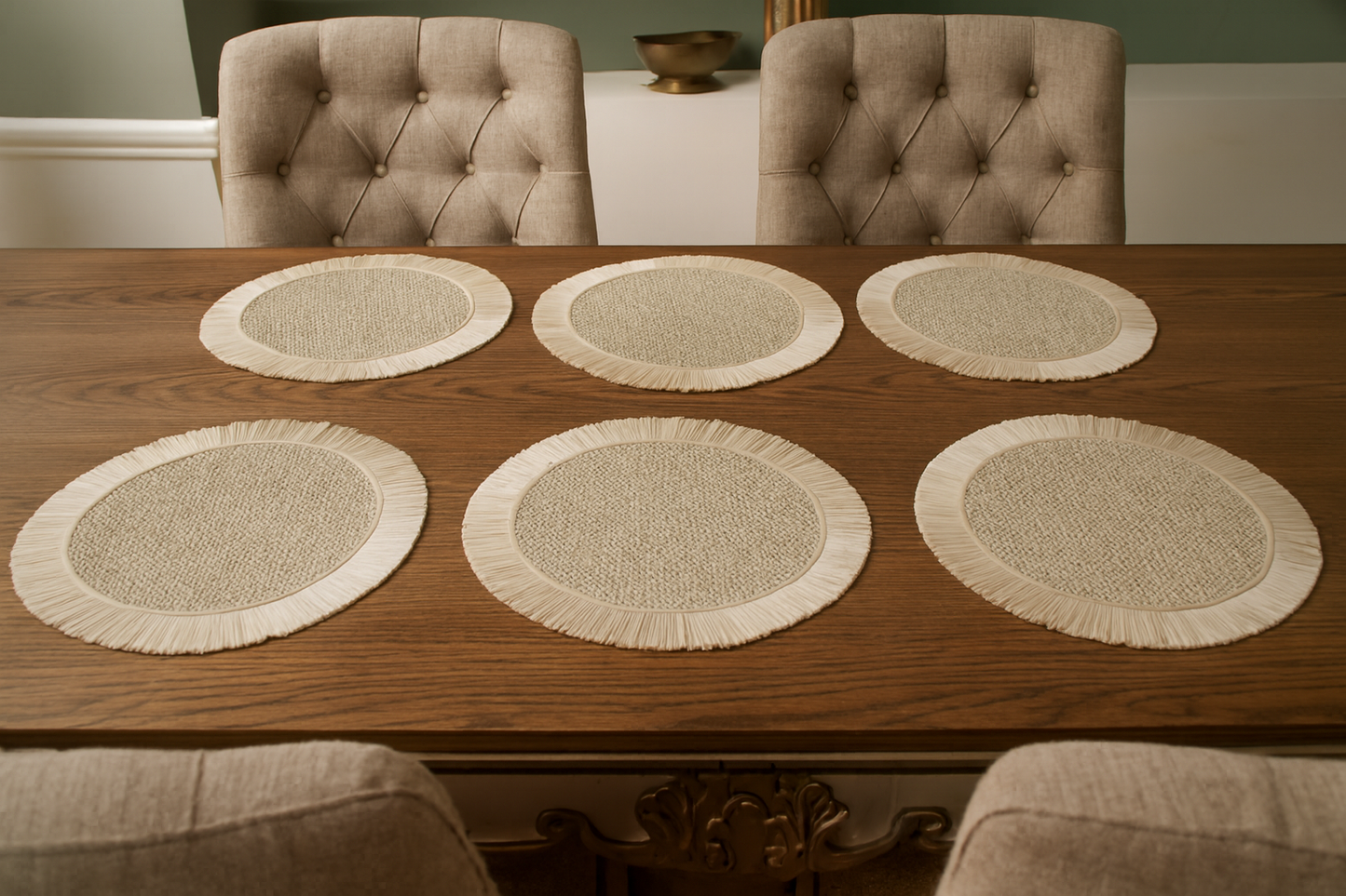 Elegant Boho Fringe Round Placemats Set of 6