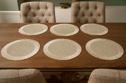 Elegant Boho Fringe Round Placemats Set of 6