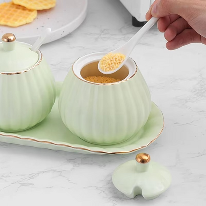 Elegant Ceramic Condiment Jar Set