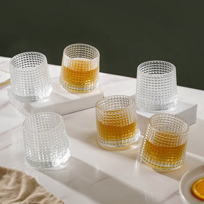 Set of six clear, textured whiskey tumblers