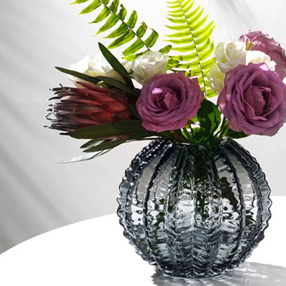 TEXTURED GLASS BALL VASE